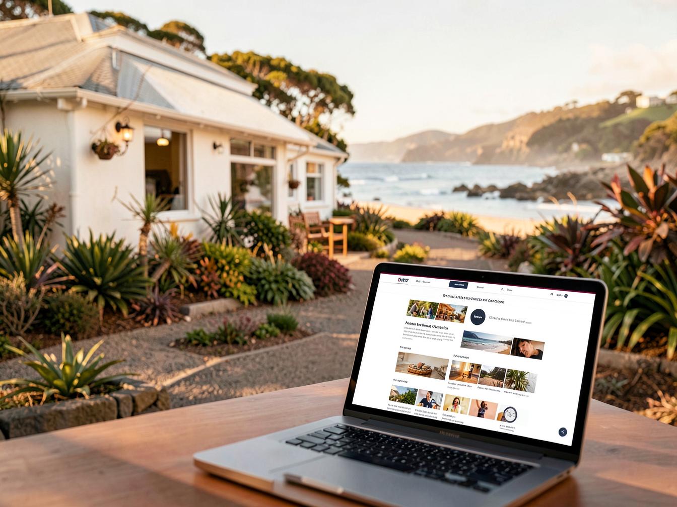 Drift Café sample website thumbnail showing a coastal café and laptop mockup